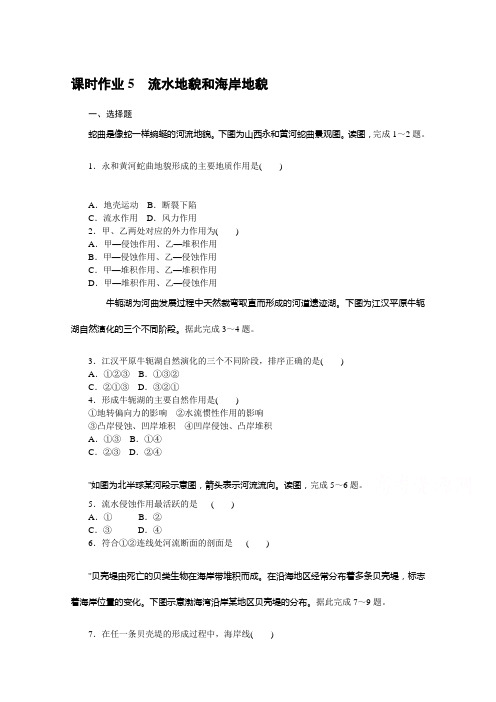 (新教材)2021版高中地理中图版必修第一册同步练习5 流水地貌和海岸地貌 (含解析)