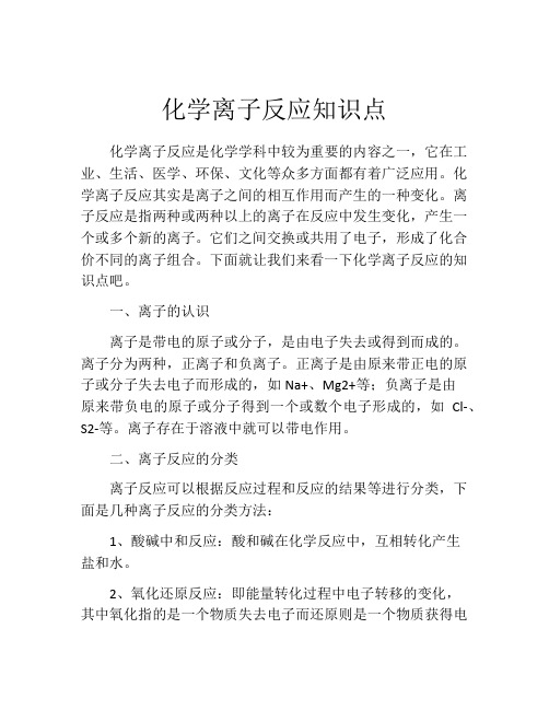 化学离子反应知识点