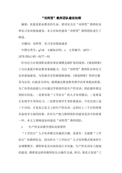 “双师型”教师团队建设