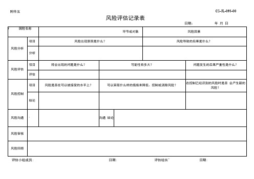 风险评估记录表