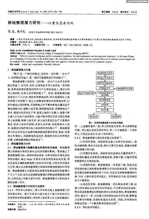 耕地整理潜力研究——以重庆忠县为例