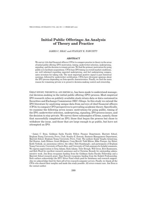 Initial Public Offerings, An Analysis of Theory and Practice