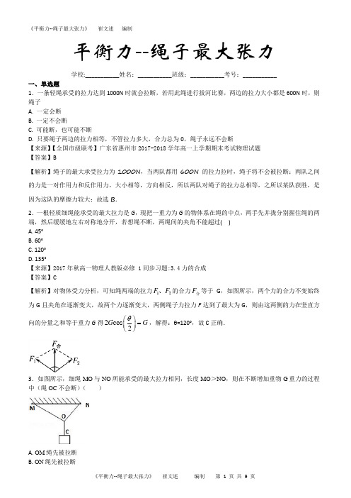 平衡力--绳子最大张力