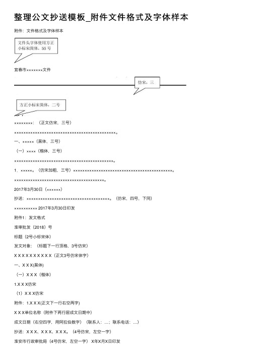 整理公文抄送模板_附件文件格式及字体样本