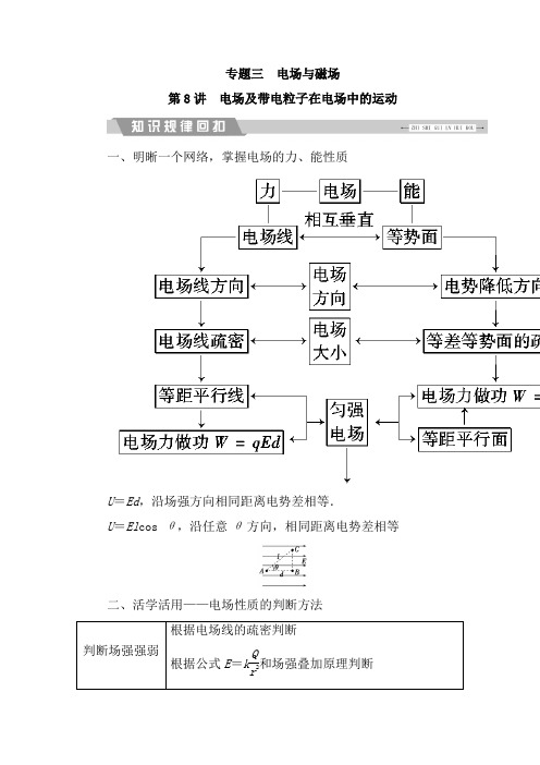 2019大二轮高考总复习物理文档：第8讲 电场及带电粒子在电场中的运动 Word版含答案