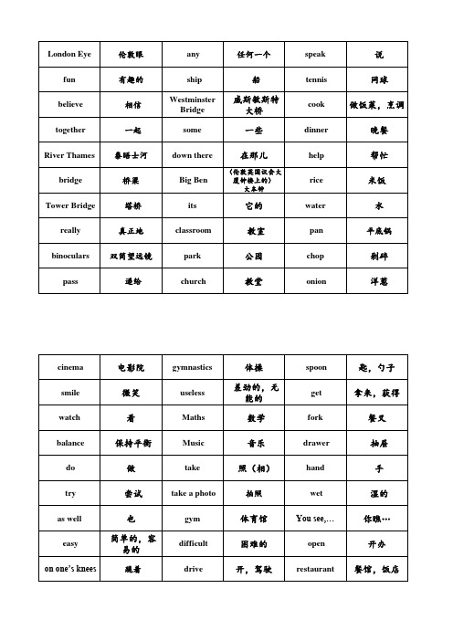 新概念青少版1B单词汇总