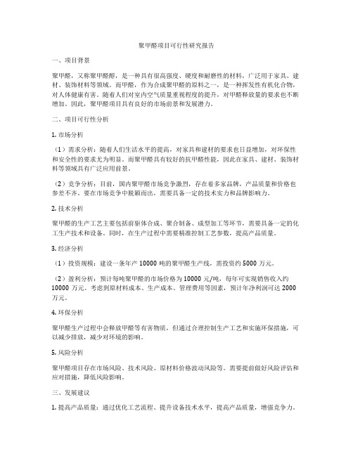 聚甲醛项目可行性研究报告