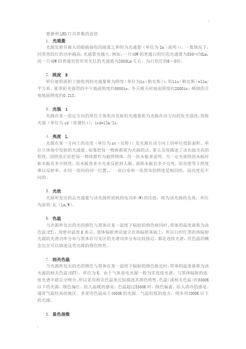 LED灯具参数分别代表的是什么意思