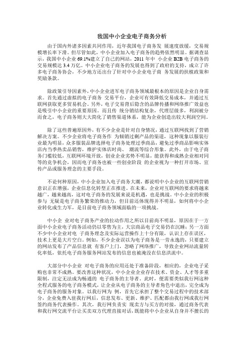 我国中小企业电子商务分析