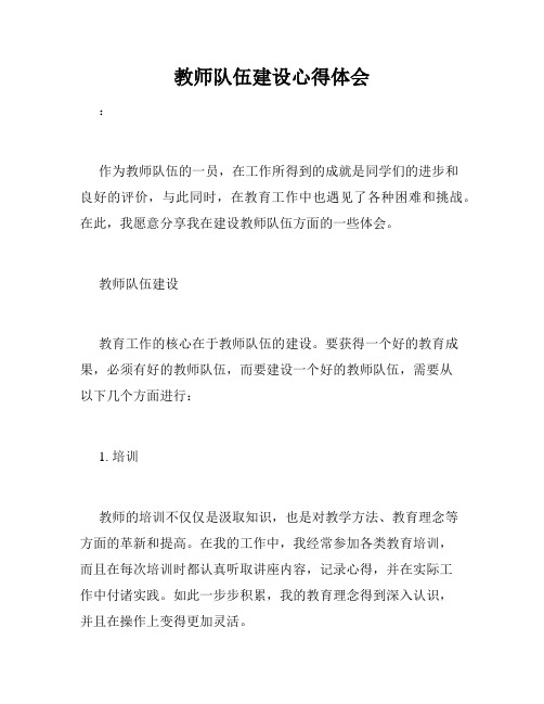 教师队伍建设心得体会