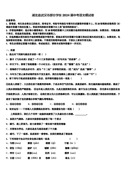 湖北省武汉市部分学校2024届中考语文模试卷含解析