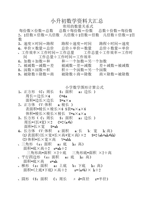 小升初数学资料大汇总(非常重要)