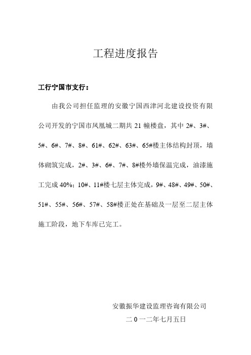 推荐-工程进度报告及监理月报 精品