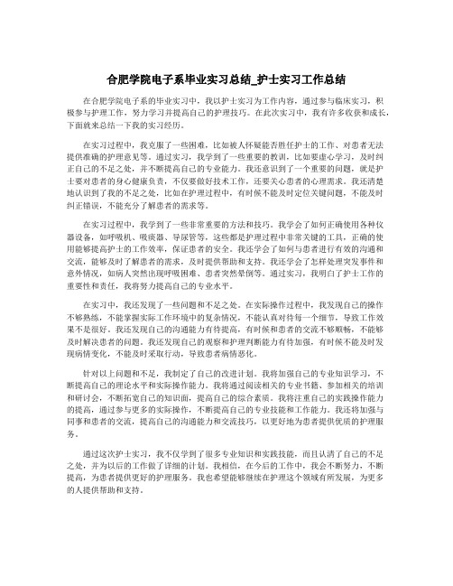 合肥学院电子系毕业实习总结_护士实习工作总结