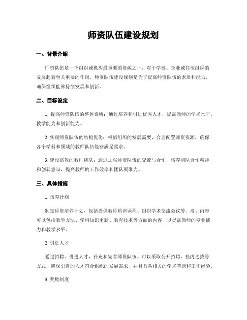 师资队伍建设规划