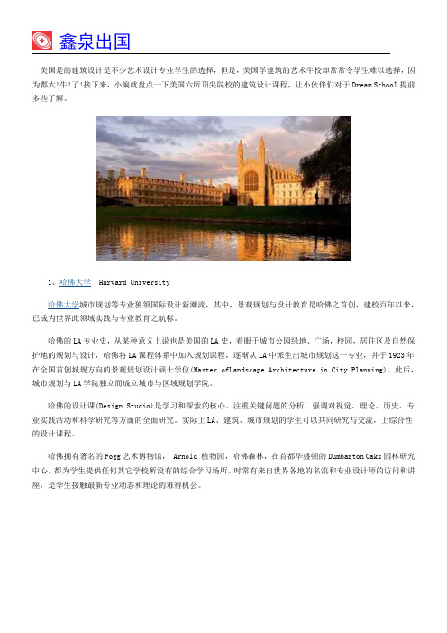 美国建筑设计专业7大牛校优势对比