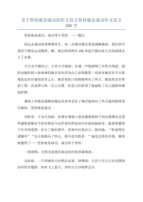 关于坚持就会成功的作文范文坚持就会成功作文范文500字