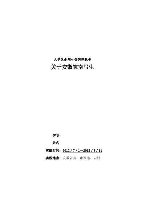 大学生暑期社会实践报告之皖南写生