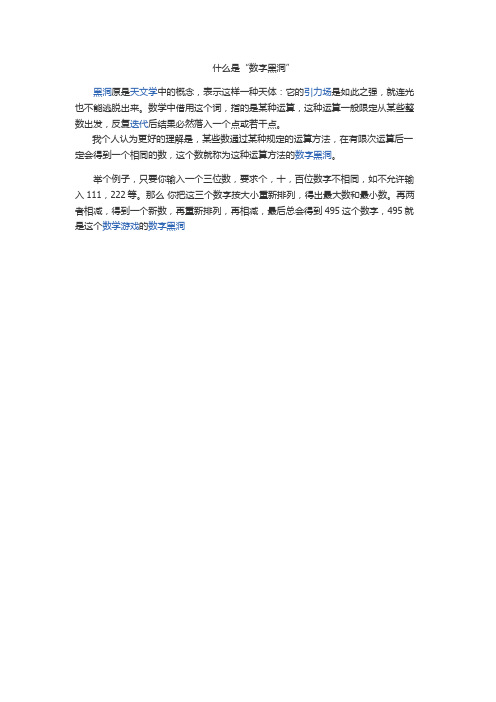 什么是数字黑洞