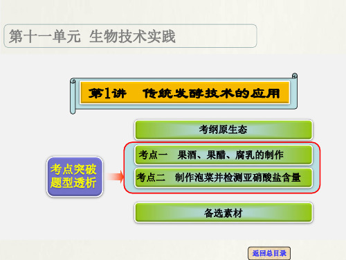 高考生物 一轮复习 第1讲 传统发酵技术的应用