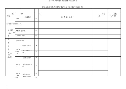 基本公共卫生服务项目绩效考核表格范例范例