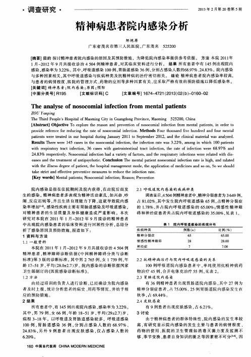 精神病患者院内感染分析