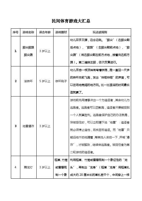 民间体育游戏大汇总