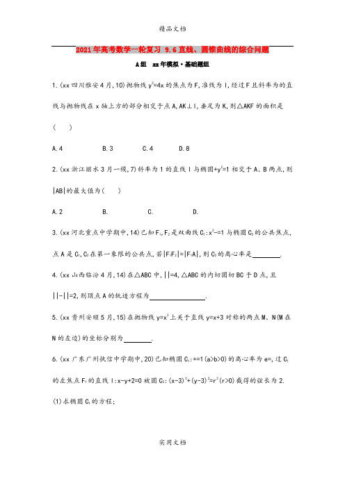 2021年高考数学一轮复习 9.6直线、圆锥曲线的综合问题