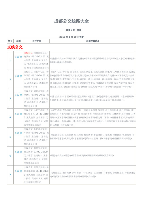 成都公交线路大全