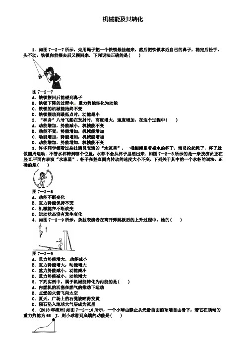 精选重点中学中考物理专题训练机械能及其转化