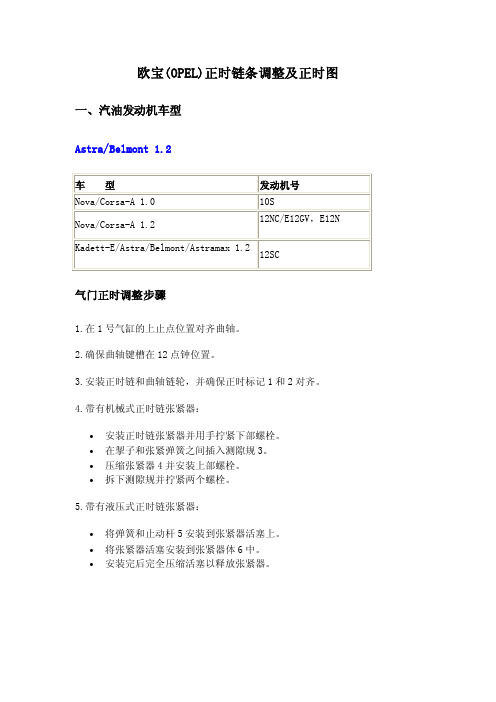 欧宝（OPEL）正时链条调整及正时图