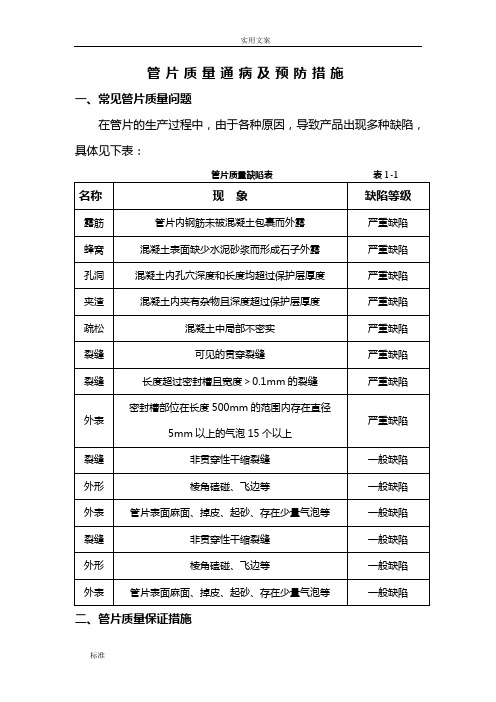 管片高质量通病及控制要求措施