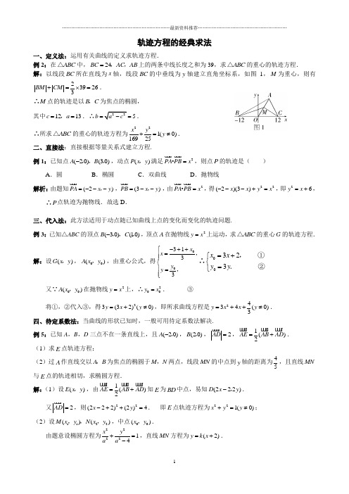 高考动点轨迹方程的常用求法(含练习题及答案)精编版