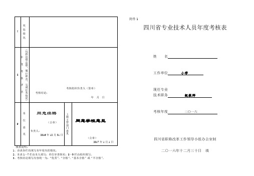 四川省专业技术人员年度考核表(姓名：xx)