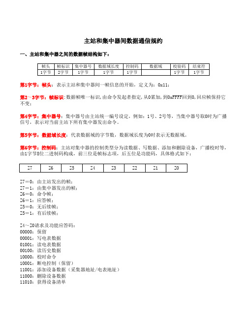 @主站和集中器间数据通信规约1.2