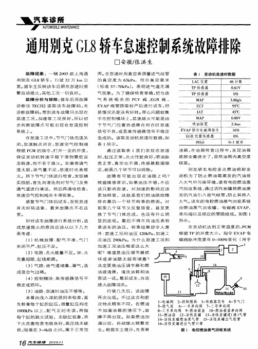 通用别克GL8轿车怠速控制系统故障排除