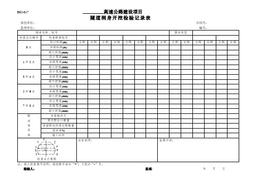 隧道洞身开挖检验记录表