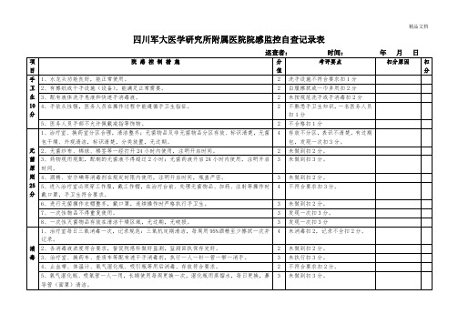 院感质控检查表