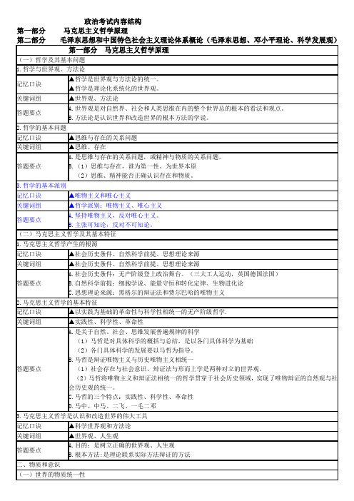 成人高考政治结构重点背诵整理