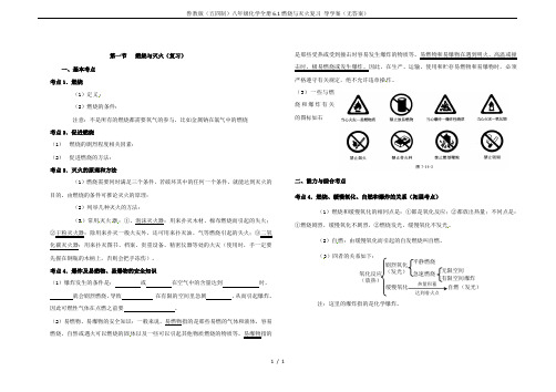 鲁教版(五四制)八年级化学全册6.1燃烧与灭火复习 导学案(无答案)