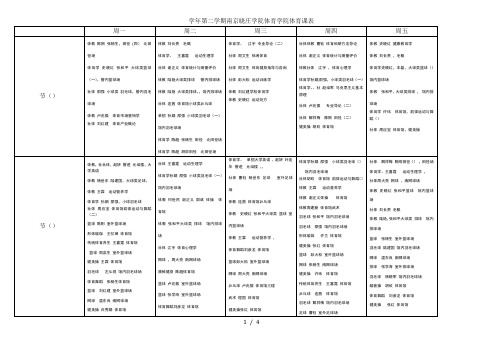 -2015学年第二学期南京晓庄学院体育学院体育课表