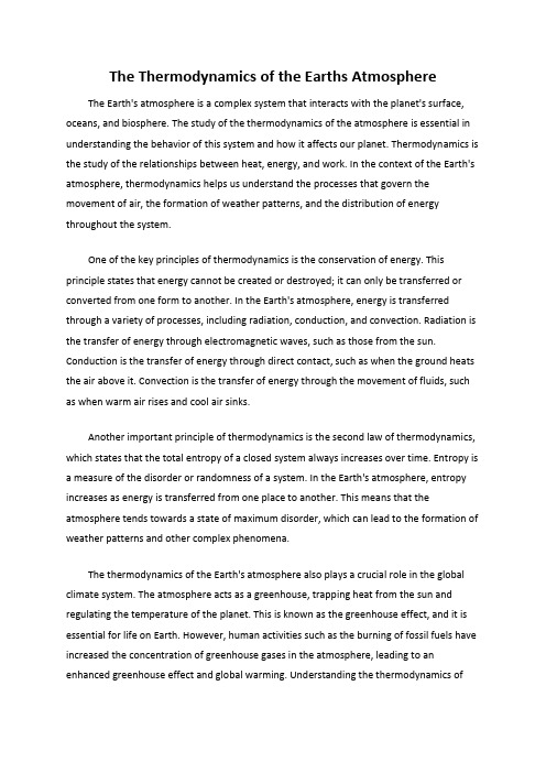 The Thermodynamics of the Earths Atmosphere