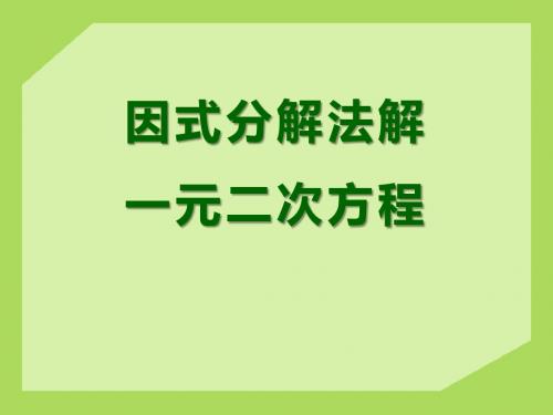 《用因式分解法解一元二次方程》PPT精品教学课件