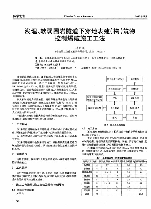 浅埋、软弱围岩隧道下穿地表建(构)筑物控制爆破施工工法