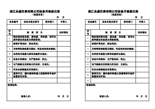 起重设备、压力容器月检查记录