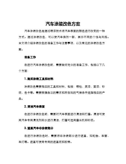 汽车涂装改色方案