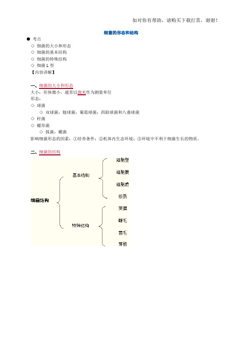 初级检验士考试(微生物学检验)讲义第二章细菌的形态与结构