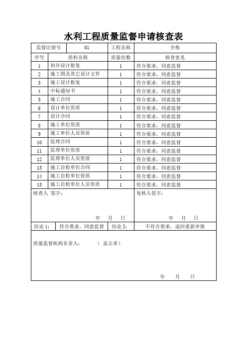 水利工程质量质监督书