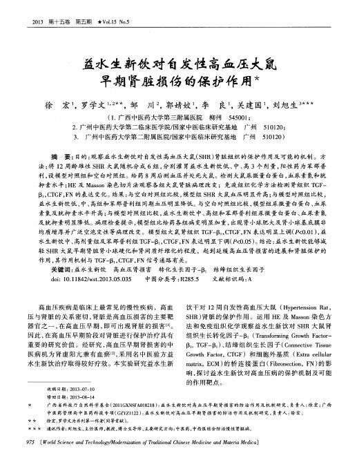 益水生新饮对自发性高血压大鼠早期肾脏损伤的保护作用