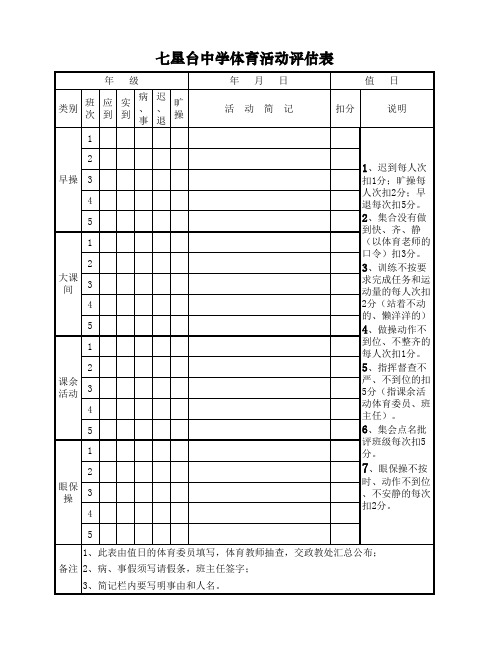 体育活动评估表